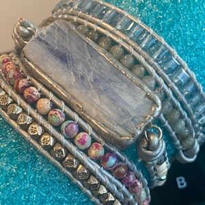 Healing Stone Bracelet Leather Wrap Calming & Balance - New!